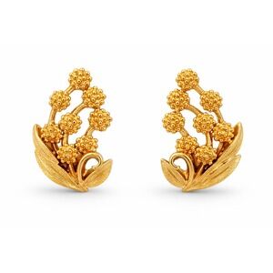 Pastelli Sculptural Brushed Gold Tone‎ Spiraea Floral Spray Clip On Earrings
